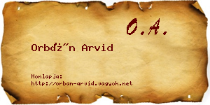 Orbán Arvid névjegykártya